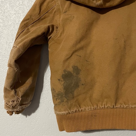 Carhartt Youth Thrashed Distressed Broken-In Tan Duck Canvas Warm Coat XXS - Picture 5 of 11